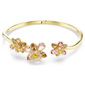 Idyllia-armband med blandade slipningar, blomma, flerfärgat, guldpläterat