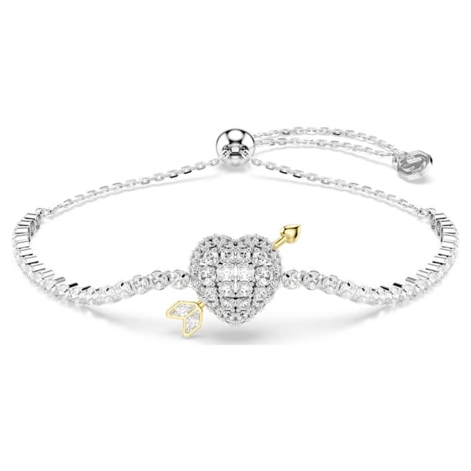 Idyllia-armband med blandade slipningar, hjärta med pil, vitt, rodiumpläterat Idyllia-armband med blandade slipningar, hjärta med pil, vitt, rodiumpläterat