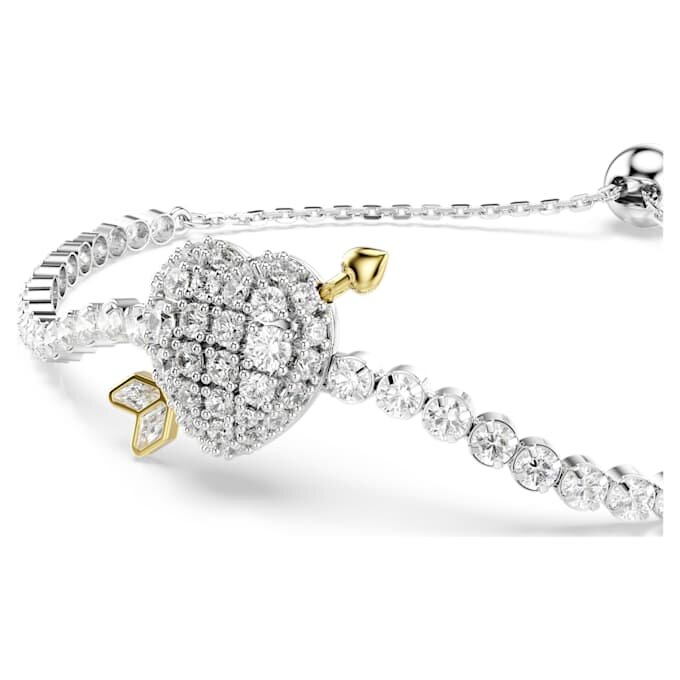Idyllia-armband med blandade slipningar, hjärta med pil, vitt, rodiumpläterat Idyllia-armband med blandade slipningar, hjärta med pil, vitt, rodiumpläterat