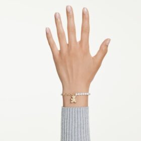 Idyllia-armband med kristallpärla, rund slipning, nalle, guldfärgat, guldpläterat Idyllia-armband med kristallpärla, rund slipning, nalle, guldfärgat, guldpläterat