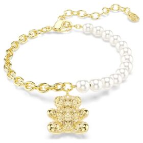 Idyllia-armband med kristallpärla, rund slipning, nalle, guldfärgat, guldpläterat Idyllia-armband med kristallpärla, rund slipning, nalle, guldfärgat, guldpläterat