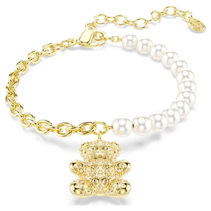 Idyllia-armband med kristallpärla, rund slipning, nalle, guldfärgat, guldpläterat Idyllia-armband med kristallpärla, rund slipning, nalle, guldfärgat, guldpläterat