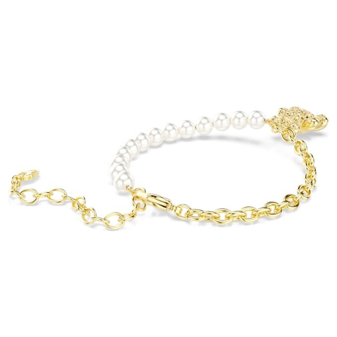 Idyllia-armband med kristallpärla, rund slipning, nalle, guldfärgat, guldpläterat Idyllia-armband med kristallpärla, rund slipning, nalle, guldfärgat, guldpläterat