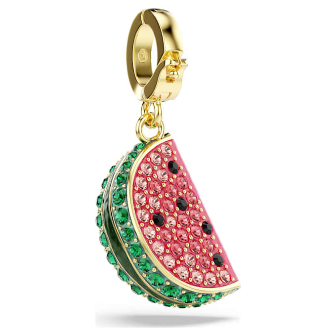 Idyllia-berlock med blandade slipningar, vattenmelon, flerfärgad, guldpläterad Idyllia-berlock med blandade slipningar, vattenmelon, flerfärgad, guldpläterad
