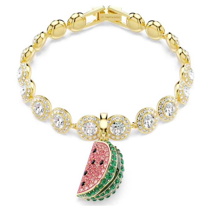 Idyllia-berlock med blandade slipningar, vattenmelon, flerfärgad, guldpläterad Idyllia-berlock med blandade slipningar, vattenmelon, flerfärgad, guldpläterad