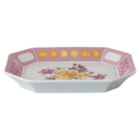 Idyllia-bricka i porslin, kristalltryck, blommor, stor, rosa