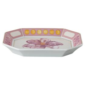 Idyllia-bricka i porslin, kristalltryck, blommotiv, liten, rosa