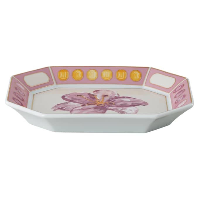 Idyllia-bricka i porslin, kristalltryck, blommotiv, liten, rosa Idyllia-bricka i porslin, kristalltryck, blommotiv, liten, rosa