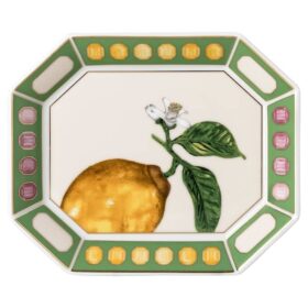 Idyllia-bricka i porslin, kristalltryck, citron, liten, mångfärgad