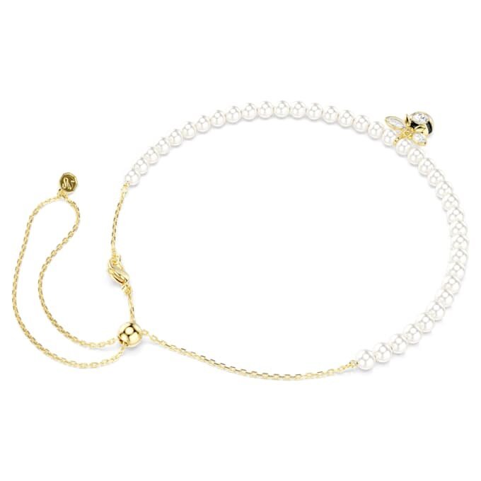 Idyllia choker med kristallpärlor, blandade slipningar, bi, vit, guldpläterad Idyllia choker med kristallpärlor, blandade slipningar, bi, vit, guldpläterad