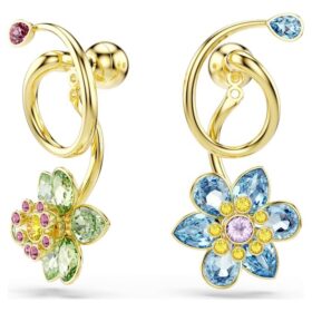 Idyllia droppörhängen, asymmetrisk design, blandade slipningar, blomma, flerfärgad, guldpläterad