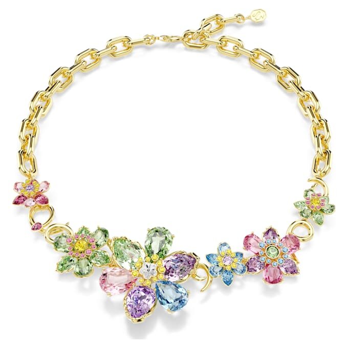 Idyllia-halsband med blandade slipningar, blomma, flerfärgat, guldpläterat Idyllia-halsband med blandade slipningar, blomma, flerfärgat, guldpläterat