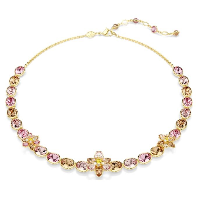 Idyllia-halsband med blandade slipningar, blomma, flerfärgat, guldpläterat Idyllia-halsband med blandade slipningar, blomma, flerfärgat, guldpläterat