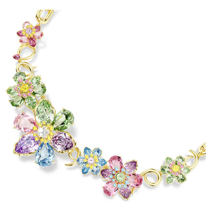 Idyllia-halsband med blandade slipningar, blomma, flerfärgat, guldpläterat Idyllia-halsband med blandade slipningar, blomma, flerfärgat, guldpläterat