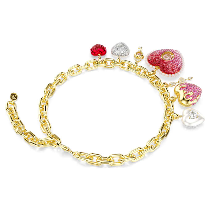 Idyllia-halsband med blandade slipningar, hjärta, nyckel, flerfärgat, guldpläterat Idyllia-halsband med blandade slipningar, hjärta, nyckel, flerfärgat, guldpläterat