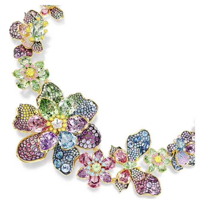 Idyllia-halsband med blandade slipningar, pavé, blomma, flerfärgat, guldpläterat Idyllia-halsband med blandade slipningar, pavé, blomma, flerfärgat, guldpläterat