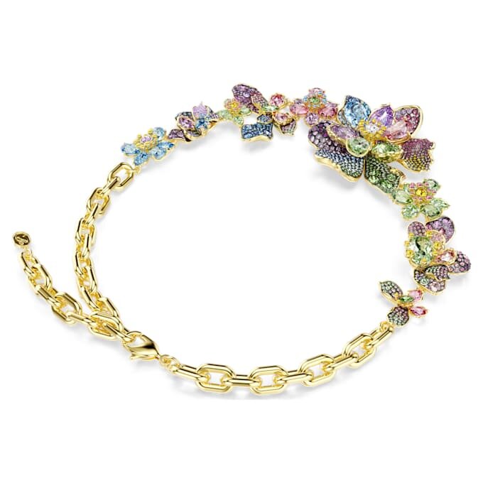 Idyllia-halsband med blandade slipningar, pavé, blomma, flerfärgat, guldpläterat Idyllia-halsband med blandade slipningar, pavé, blomma, flerfärgat, guldpläterat