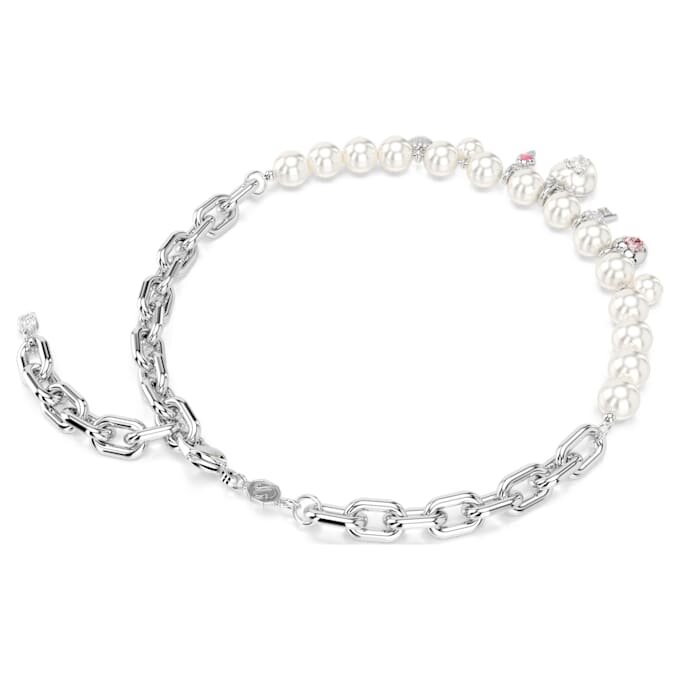 Idyllia-halsband med kristallpärlor, blandade slipningar, vitt, rodiumpläterat Idyllia-halsband med kristallpärlor, blandade slipningar, vitt, rodiumpläterat