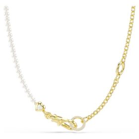 Idyllia-halsband med kristallpärlor, vitt, guldpläterat