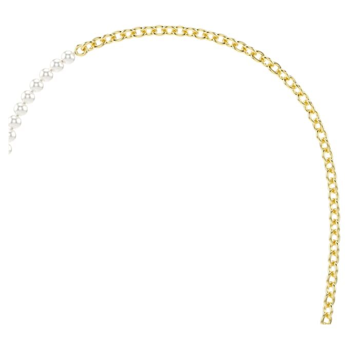 Idyllia-halsband med kristallpärlor, vitt, guldpläterat Idyllia-halsband med kristallpärlor, vitt, guldpläterat