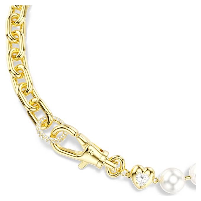 Idyllia-halsband med kristallpärlor, vitt, guldpläterat Idyllia-halsband med kristallpärlor, vitt, guldpläterat