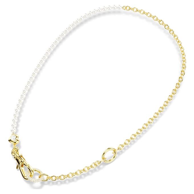 Idyllia-halsband med kristallpärlor, vitt, guldpläterat Idyllia-halsband med kristallpärlor, vitt, guldpläterat