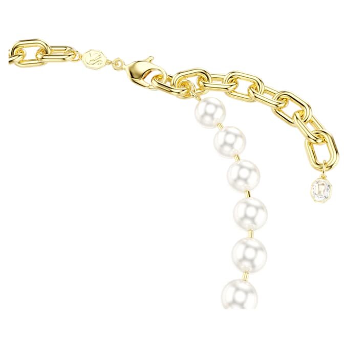 Idyllia-halsband med kristallpärlor, vitt, guldpläterat Idyllia-halsband med kristallpärlor, vitt, guldpläterat