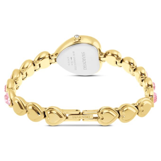 Idyllia Heart-klocka med kristallarmband, rosa, guldfärgad yta Idyllia Heart-klocka med kristallarmband, rosa, guldfärgad yta