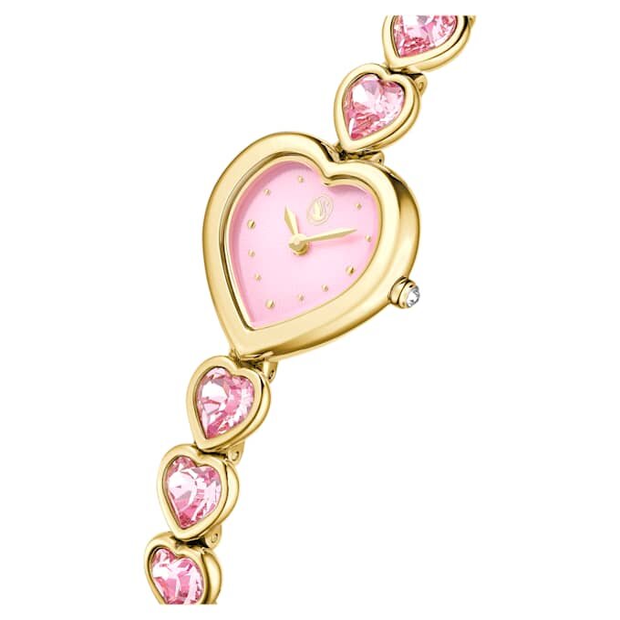 Idyllia Heart-klocka med kristallarmband, rosa, guldfärgad yta Idyllia Heart-klocka med kristallarmband, rosa, guldfärgad yta