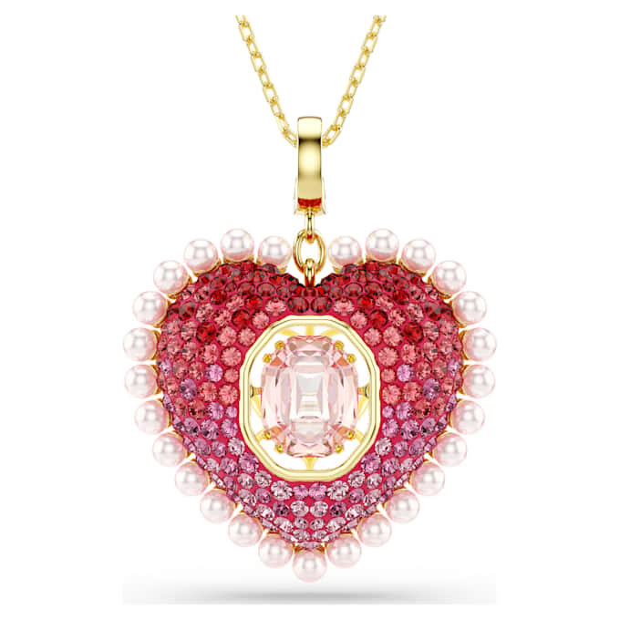 Idyllia-hänge med blandade slipningar, hjärta, rosa, guldpläterat Idyllia-hänge med blandade slipningar, hjärta, rosa, guldpläterat