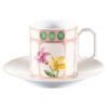 Idyllia kaffekopp med fat, porslin, kristalltryck, blommor, flerfärgad