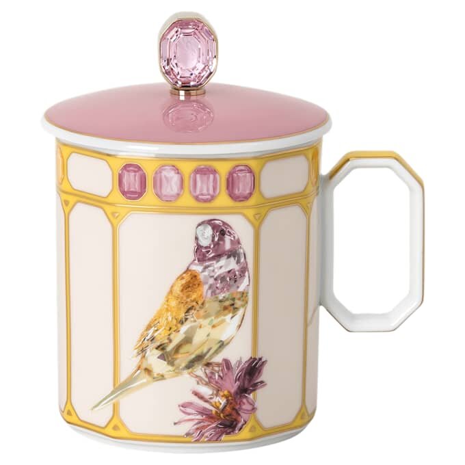 Idyllia-mugg i porslin, kristalltryck, fink, gul Idyllia-mugg i porslin, kristalltryck, fink, gul
