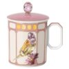 Idyllia-mugg i porslin, kristalltryck, fink, rosa Idyllia-mugg i porslin, kristalltryck, fink, rosa
