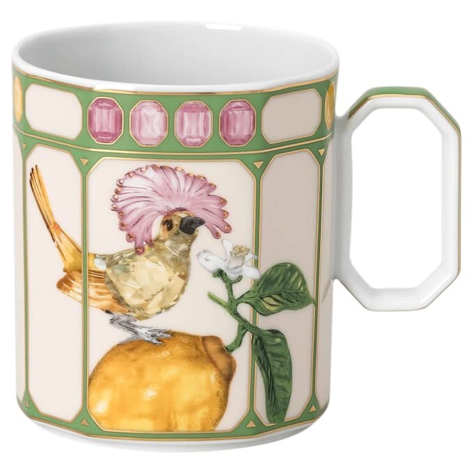 Idyllia-mugg i porslin, kristalltryck, flugsnappare, grön Idyllia-mugg i porslin, kristalltryck, flugsnappare, grön