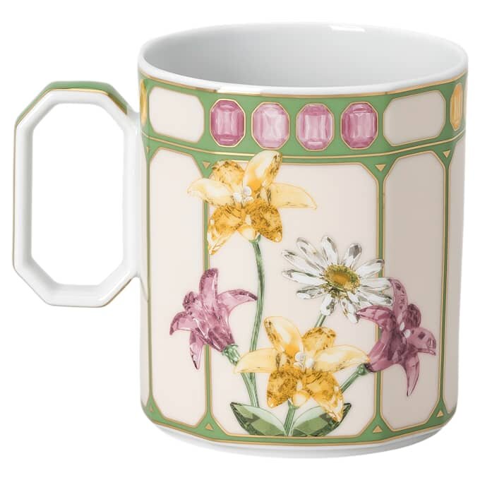Idyllia-mugg i porslin, kristalltryck, flugsnappare, grön Idyllia-mugg i porslin, kristalltryck, flugsnappare, grön