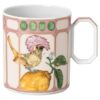 Idyllia-mugg i porslin, kristalltryck, flugsnappare, rosa