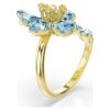 Idyllia öppen ring med blandade slipningar, blomma, blå, guldpläterad