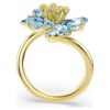 Idyllia öppen ring med blandade slipningar, blomma, blå, guldpläterad
