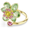 Idyllia öppen ring med blandade slipningar, blomma, grön, guldpläterad Idyllia öppen ring med blandade slipningar, blomma, grön, guldpläterad