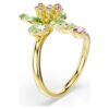 Idyllia öppen ring med blandade slipningar, blomma, grön, guldpläterad Idyllia öppen ring med blandade slipningar, blomma, grön, guldpläterad