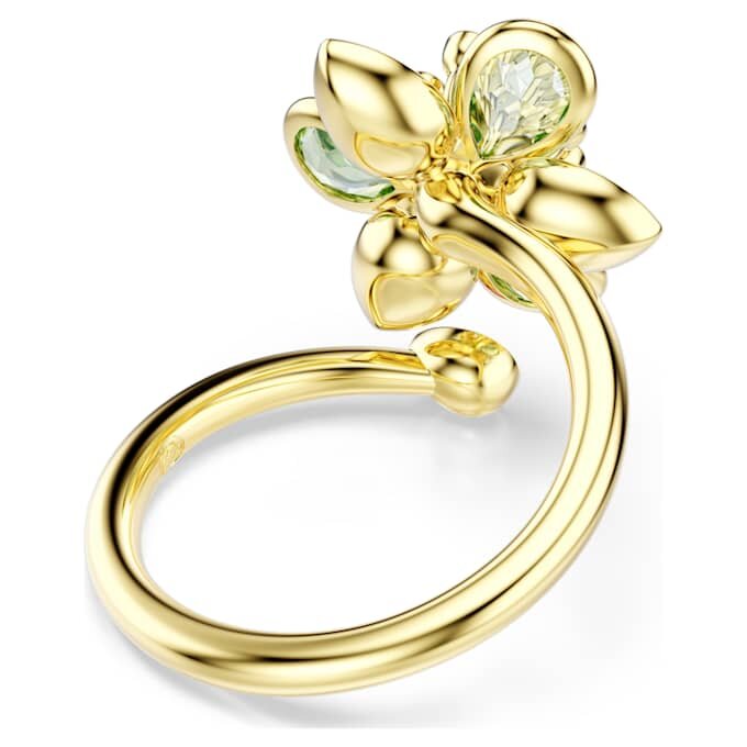 Idyllia öppen ring med blandade slipningar, blomma, grön, guldpläterad Idyllia öppen ring med blandade slipningar, blomma, grön, guldpläterad