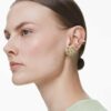 Idyllia örcuff-set (3), asymmetrisk design, blandade slipningar, blomma, flerfärgat, guldpläterat