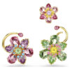 Idyllia örcuff-set (3), asymmetrisk design, blandade slipningar, blomma, flerfärgat, guldpläterat