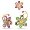 Idyllia örcuff-set (3), asymmetrisk design, blandade slipningar, blomma, flerfärgat, guldpläterat