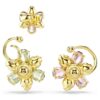 Idyllia örcuff-set (3), asymmetrisk design, blandade slipningar, blomma, flerfärgat, guldpläterat