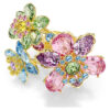 Idyllia-ring med blandade slipningar, blomma, flerfärgad, guldpläterad