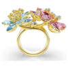 Idyllia-ring med blandade slipningar, blomma, flerfärgad, guldpläterad