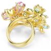 Idyllia-ring med blandade slipningar, blomma, flerfärgad, guldpläterad