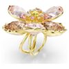Idyllia-ring med blandade slipningar, blommotiv, flerfärgad, guldpläterad