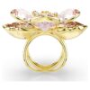 Idyllia-ring med blandade slipningar, blommotiv, flerfärgad, guldpläterad